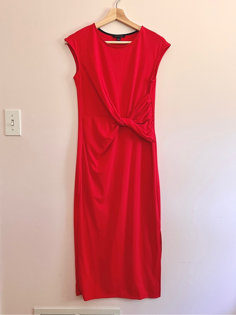 Tommy Hilfiger Red Knot-Front Midi Dress